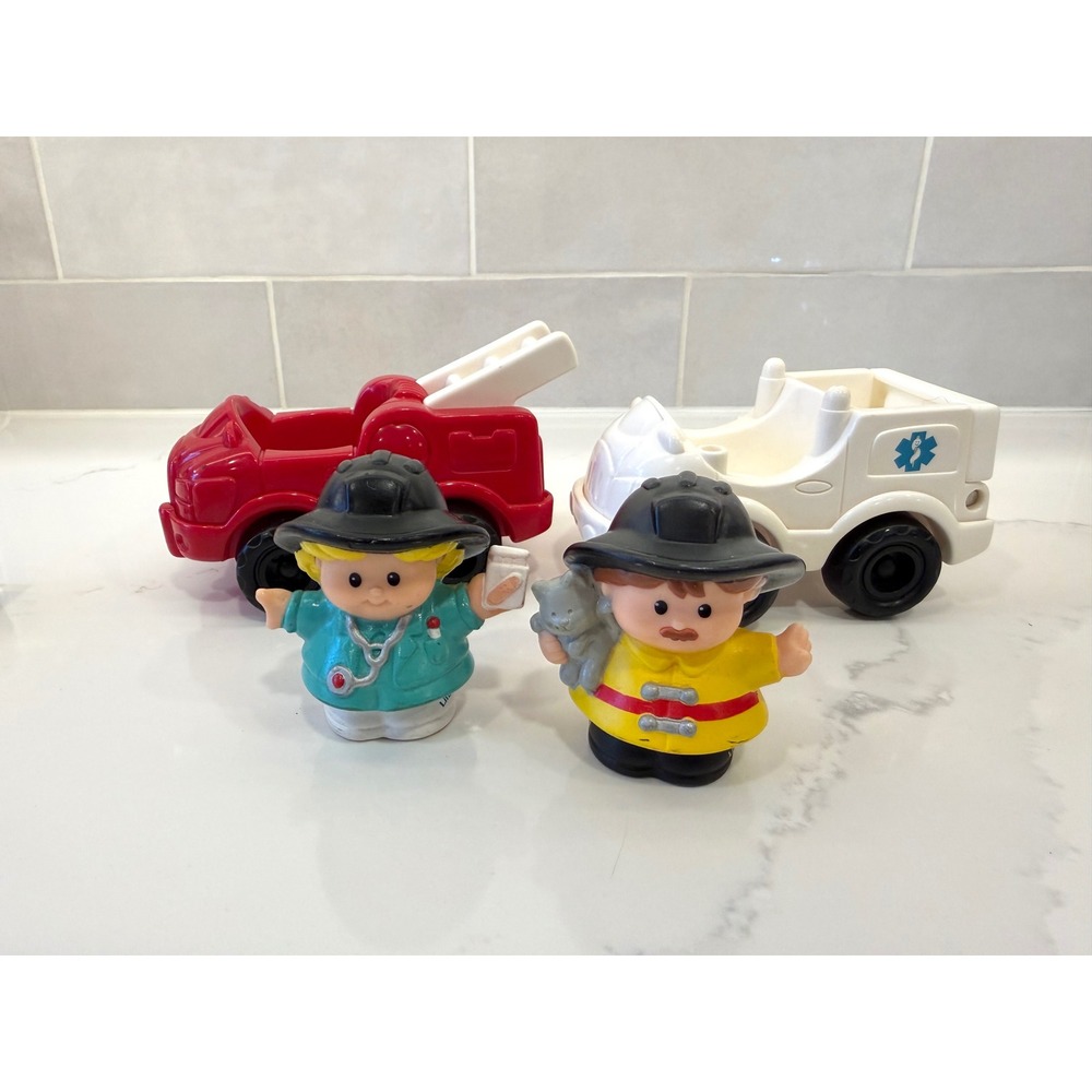 Fisher Price Little People Fire Truck Ambulance Firefighter Doctor Figures 2001